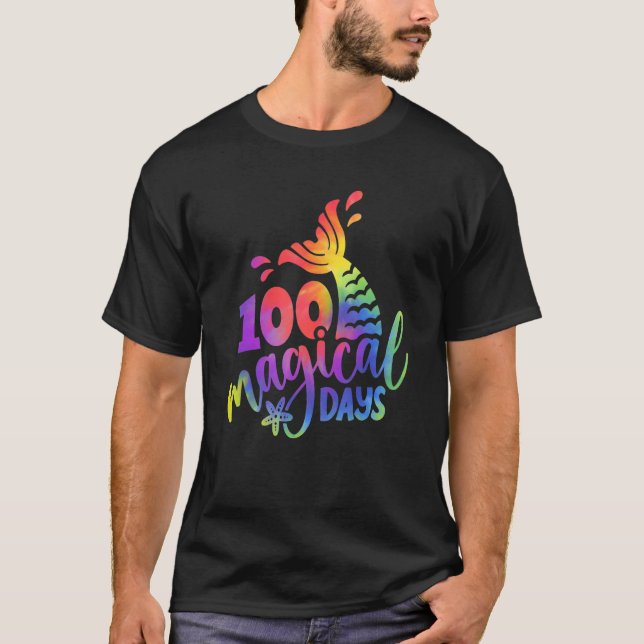 Tie Dye 100 Mermazing Days Of School Mermaid Teach T Shirt (Framsida)