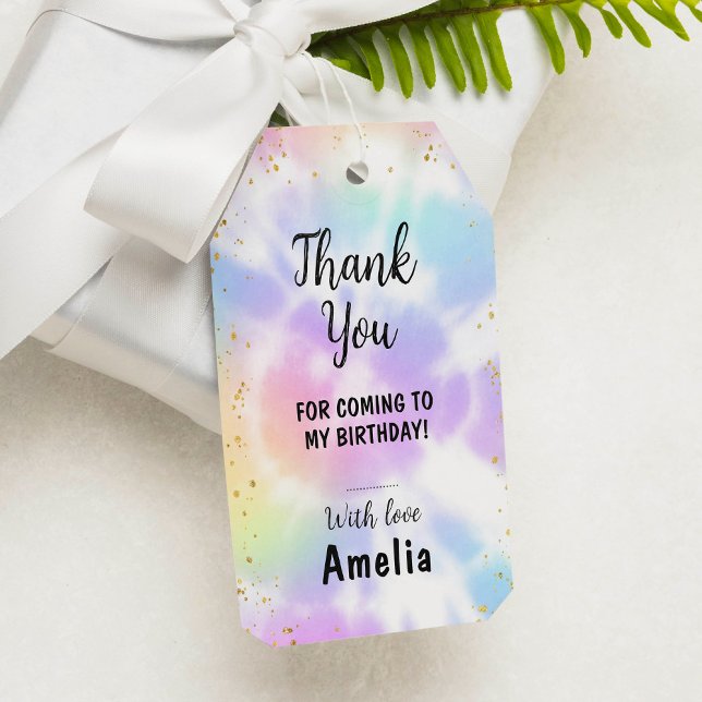 Tie Dye 1st Birthday Tack Märkre Presentetikett (Skapare uppladdad)