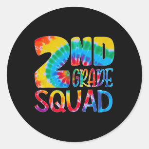 Tie Dye 2:a klassens squad lärare elev första dage Runt Klistermärke