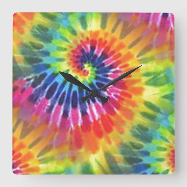 Tie Dye 2 Fyrkantig Klocka (Framsida)