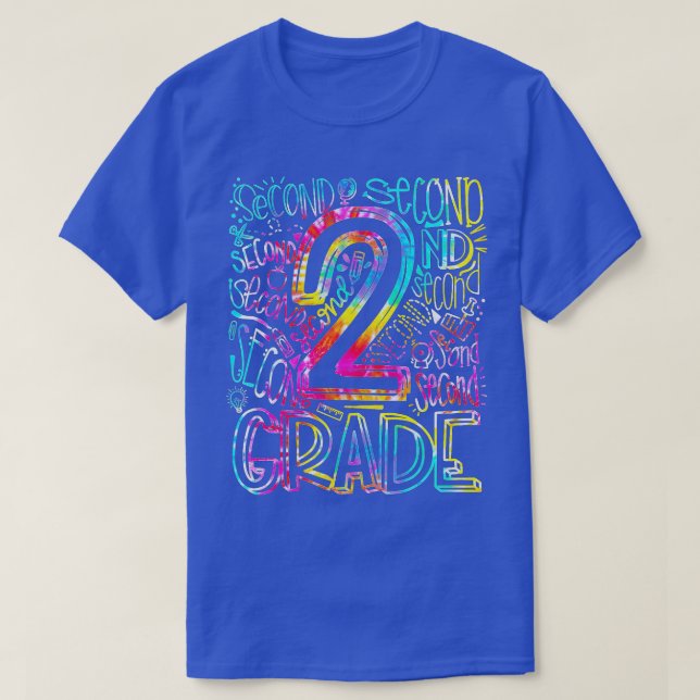 Tie Dye 2nd Grade Typography Team Second Grade Tea T Shirt (Design framsida)