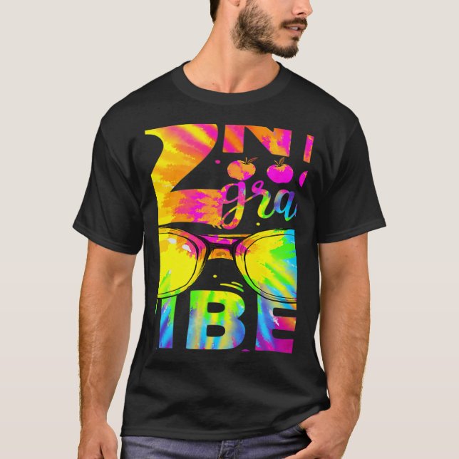 Tie Dye 2nd Grade Vibes Teacher First Day Of Back  T Shirt (Framsida)