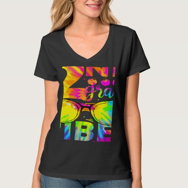 Tie Dye 2nd Grade Vibes Teacher First Day Of Back  T Shirt (Framsida)
