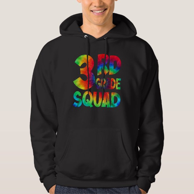 Tie Dye 3rd Klass Squad Teacher Student First Day Hoodie (Framsida)