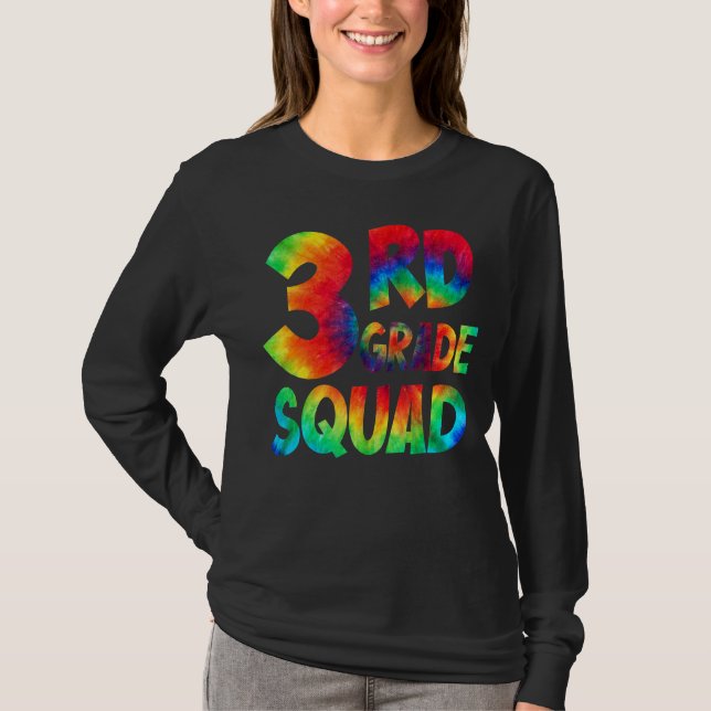 Tie Dye 3rd Klass Squad Teacher Student First Day T Shirt (Framsida)