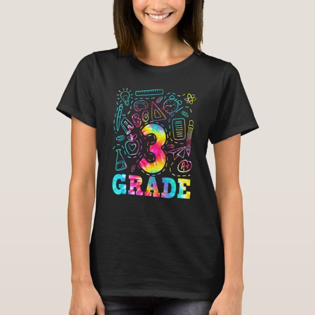Tie Dye 3rd Klass Typography Team Tredje Klass Tea T Shirt (Framsida)