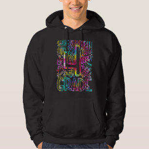 Tie Dye 4th Klass Typography Team Fjärde Klass Tea Hoodie