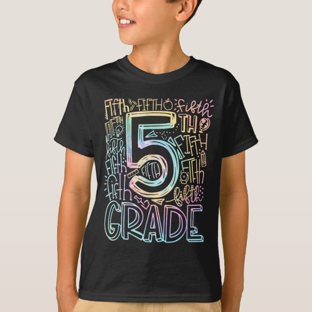 Tie Dye 5:e klass typografi Team Femte klass T Shirt (Framsida)