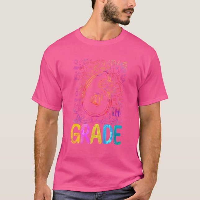 Tie Dye 6e Klass Back to school Hej sjätte Klass T Shirt (Framsida)