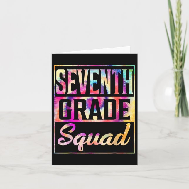 Tie Dye 7:e Klass Squad Lärare första dagen i rygg Kort (Framsida)