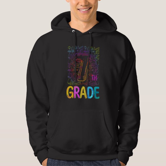 Tie Dye 7th Grade Seventh Grade Teacher Back To Sc Hoodie (Framsida)