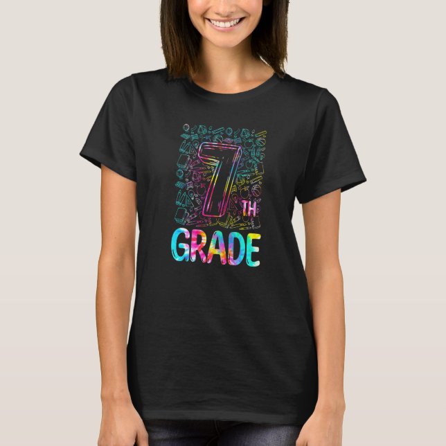 Tie Dye 7th Grade Typography Seventh Grade Back To T Shirt (Framsida)