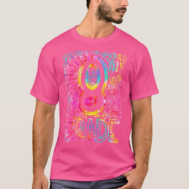 Tie Dye 8th Klass Typography Team Eighth Klass Tea T Shirt (Framsida)
