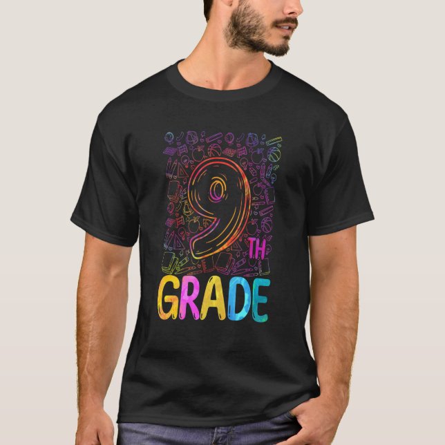 Tie Dye 9th Klass Back to school Hej Nionde Klass T Shirt (Framsida)