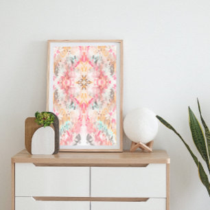 Tie Dye Abstrakt Art Pastel Rosa Orange Boho Poster