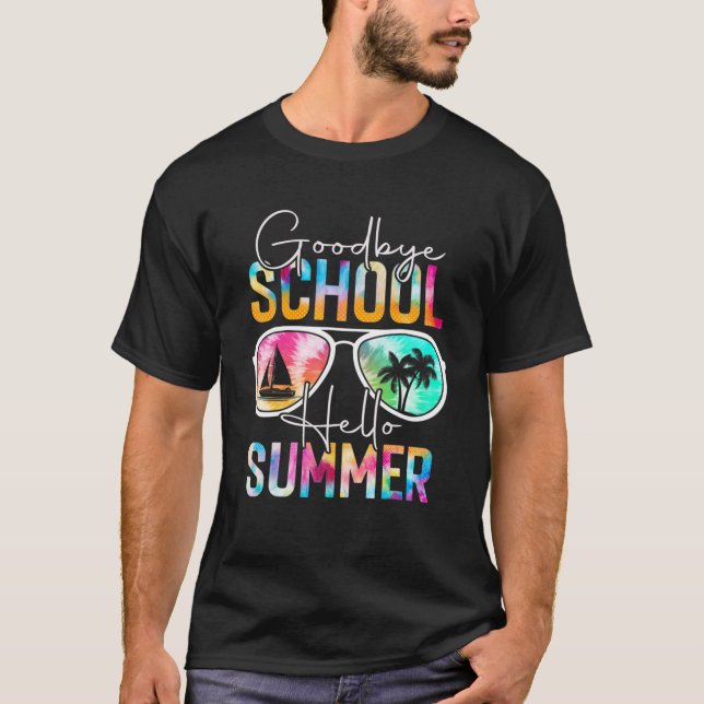 Tie Dye Adjö 4 Klass Hej Sommaren förra dagen T Shirt (Framsida)