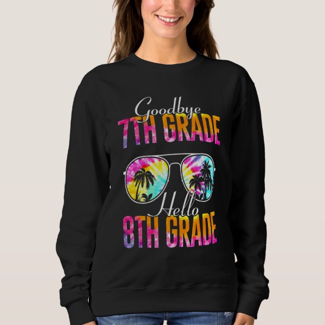 Tie Dye Adjö, 7:e Klass Hej 8:e Klass Lärare T Shirt (Framsida)