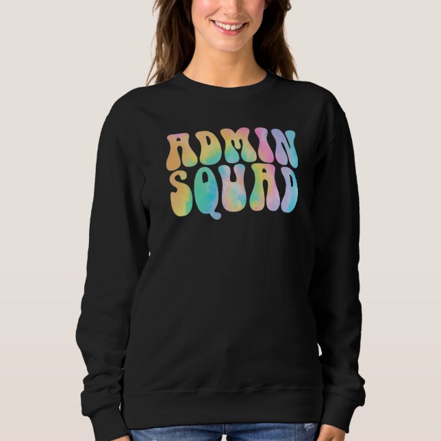 Tie Dye Admin Squad School Secretary Retro Office T Shirt (Framsida)