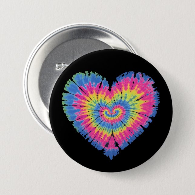 Tie Dye Alla hjärtans dag Färgglada hjärtans dag  Knapp (Framsida & baksida)