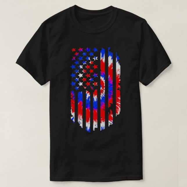 Tie Dye American Flag Patriotic Happy 4th Of July  T Shirt (Design framsida)