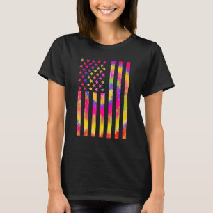 Tie Dye American Flagga Patriotic Lycklig 4:e juli T Shirt