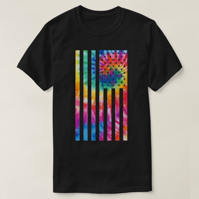 Tie Dye American Flagga USA Patriotic Rainbow T Shirt (Design framsida)
