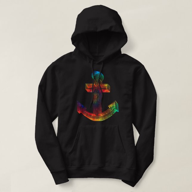 Tie Dye Anchor Tie Dyed Sailor Captain Ocean T Hoodie (Design framsida)