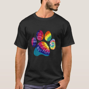Tie Dye Animal Cat Hund Paw Print Djurälskare Gift T Shirt