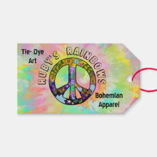 Tie-Dye Art och Affärskortet Bohemian Appreal Presentetikett