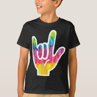 Tie Dye ASL - teckenspråkssymbolen Hand Gift I Kär T Shirt