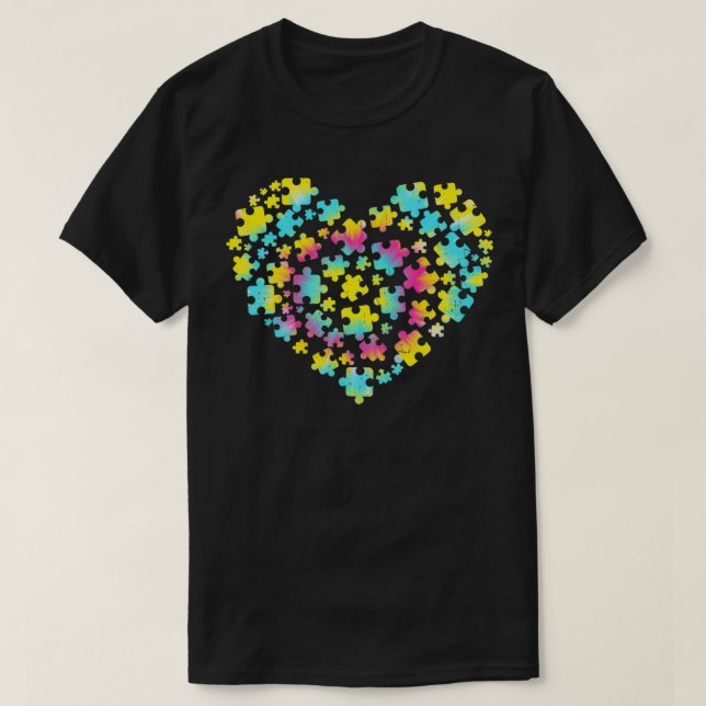 Tie Dye Autism Awareness Puzzle Heart Be Kind Acce T Shirt (Design framsida)