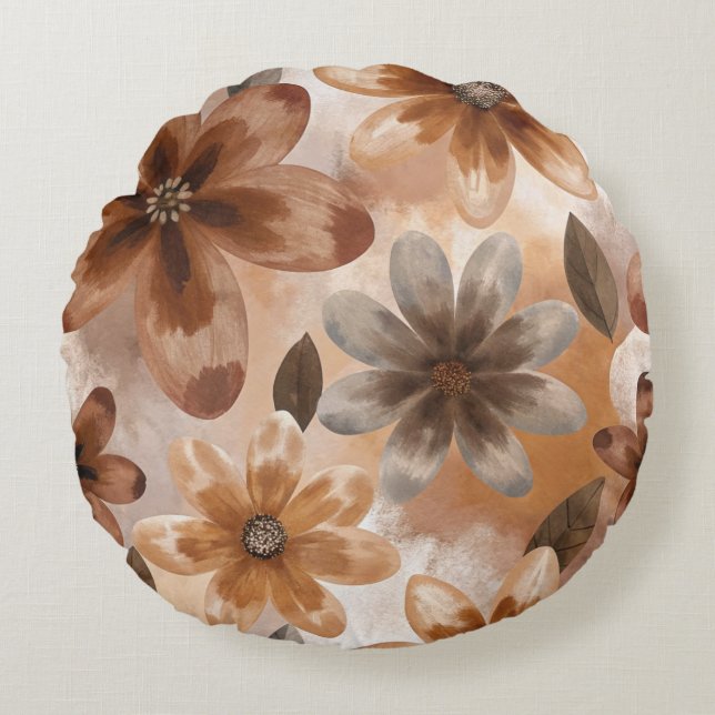 Tie Dye Autumn Floral Rund Kudde (Framsidan)