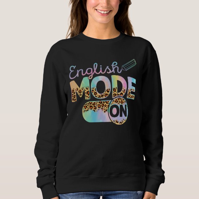 Tie Dye Back To School English Mode On Cute Leopar T Shirt (Framsida)