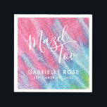 Tie Dye Bat mitzvah Rosa Mazel Tov Anpassningsbar Pappersservett<br><div class="desc">Tie Dye Anpassningsbar Bat mitzvah Napkins som läser "Mazel Tov" med rosa, turkosblått och lila färglös design med ett hippie chic tema för din njurluncheon eller mottagning för funky retro tema mitzvah party. Vår moderna design är en ny nyans på återfärgning med en subtil t-shirt-väv från struktur. Det finns en...</div>