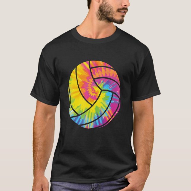 Tie Dye Beach Volleyball Retro-spelare C T Shirt (Framsida)