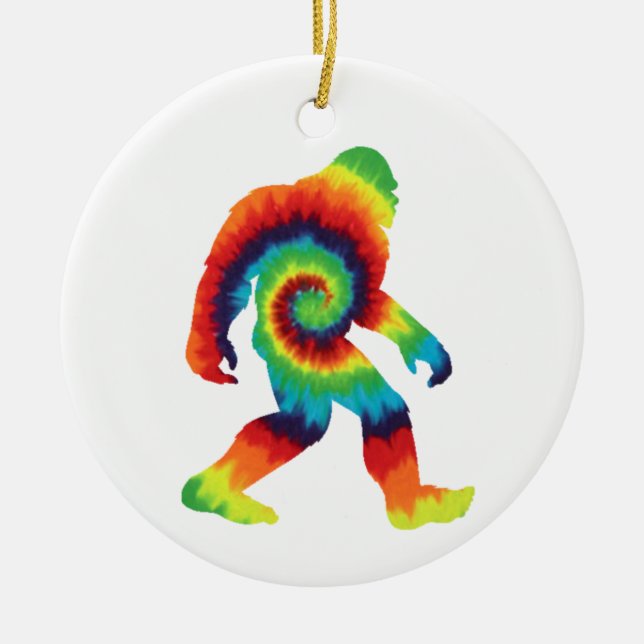 Tie Dye Bigfoot Julgransprydnad Keramik (Framsidan)