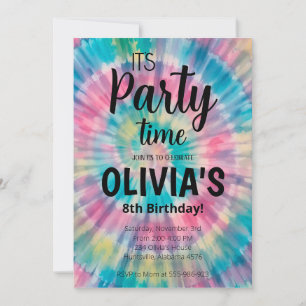 Tie Dye Birthday bjudande Regnbåge Tie Dye Birthd Spara Datumet
