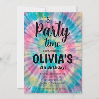 Tie Dye Birthday bjudande Regnbåge Tie Dye Birthd Spara Datumet