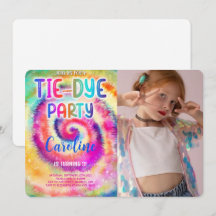 Tie Dye Birthday Photo Inbjudan