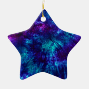 Tie Dye/Blå och Grön Julgransprydnad Keramik