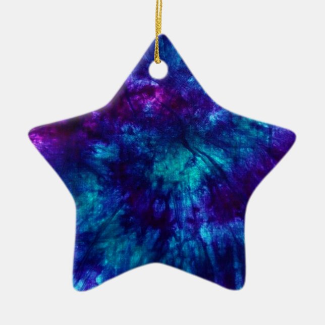 Tie Dye/Blå och Grön Julgransprydnad Keramik (Framsidan)