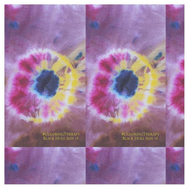 Tie-Dye Black Hål Sol #1 Tyg (Närbild)