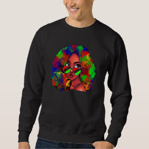 Tie Dye Black Queen Afro Beauty Melanin Black Hist Lång Ärmad Tröja