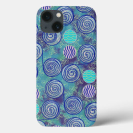 Tie Dye Blue Circles Mönster