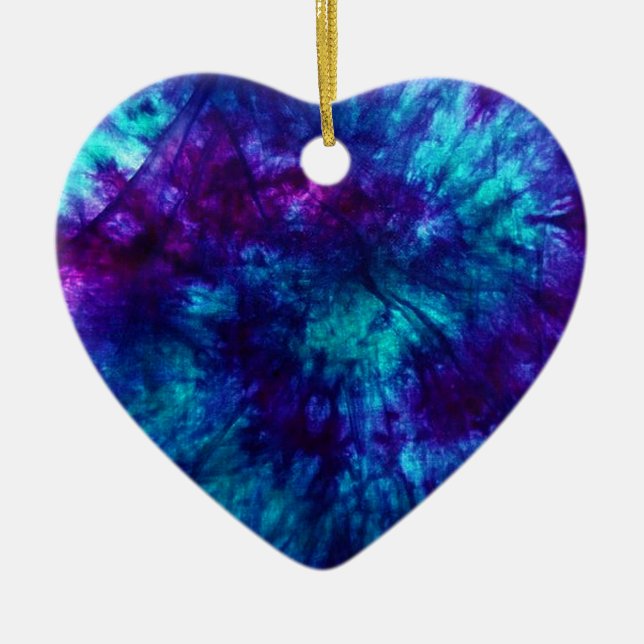 Tie Dye/Blue och Grönt Julgransprydnad Keramik (Framsidan)