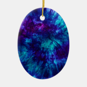 Tie Dye/Blue och Grönt Julgransprydnad Keramik