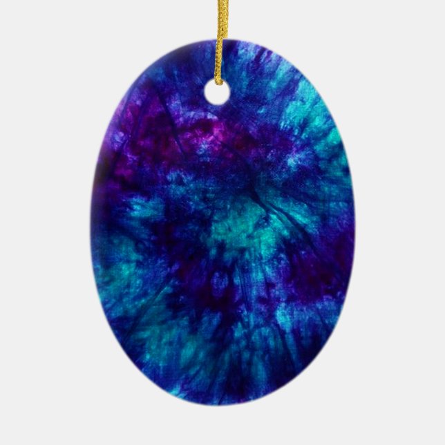 Tie Dye/Blue och Grönt Julgransprydnad Keramik (Framsidan)