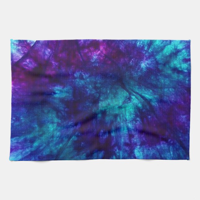 Tie Dye/Blue och Grönt Kökshandduk (Horisontell)