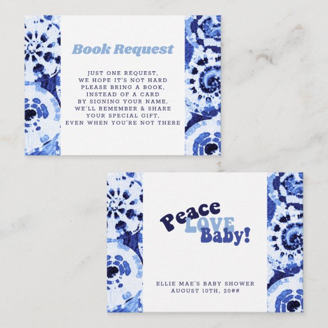 Tie Dye Blue Shibori begäran om babyskor Bok Tilläggskort (Fram/baksida)