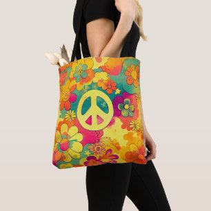Tie Dye Boho Hippy 60s Fredstecken Tygkasse